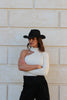 Brown one-shoulder sweater