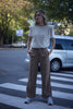 Beige straight trousers