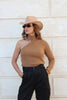 Brown one-shoulder sweater