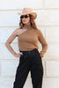 Brown one-shoulder sweater