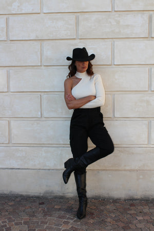 Cream one-shoulder sweater